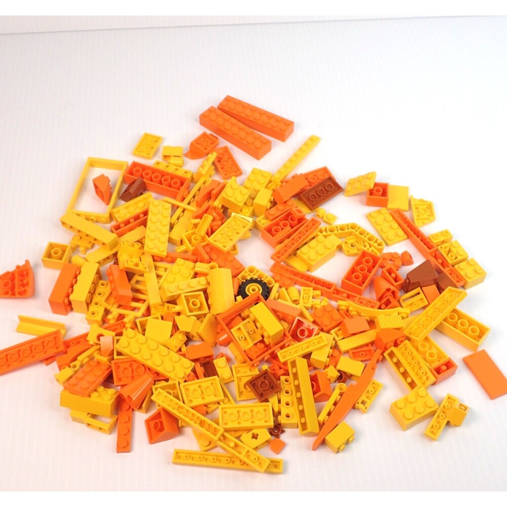 LEGO Parts - Assorted Yellow, Orange, Dark Orange Bulk Pieces - QTY 200+ (8oz)